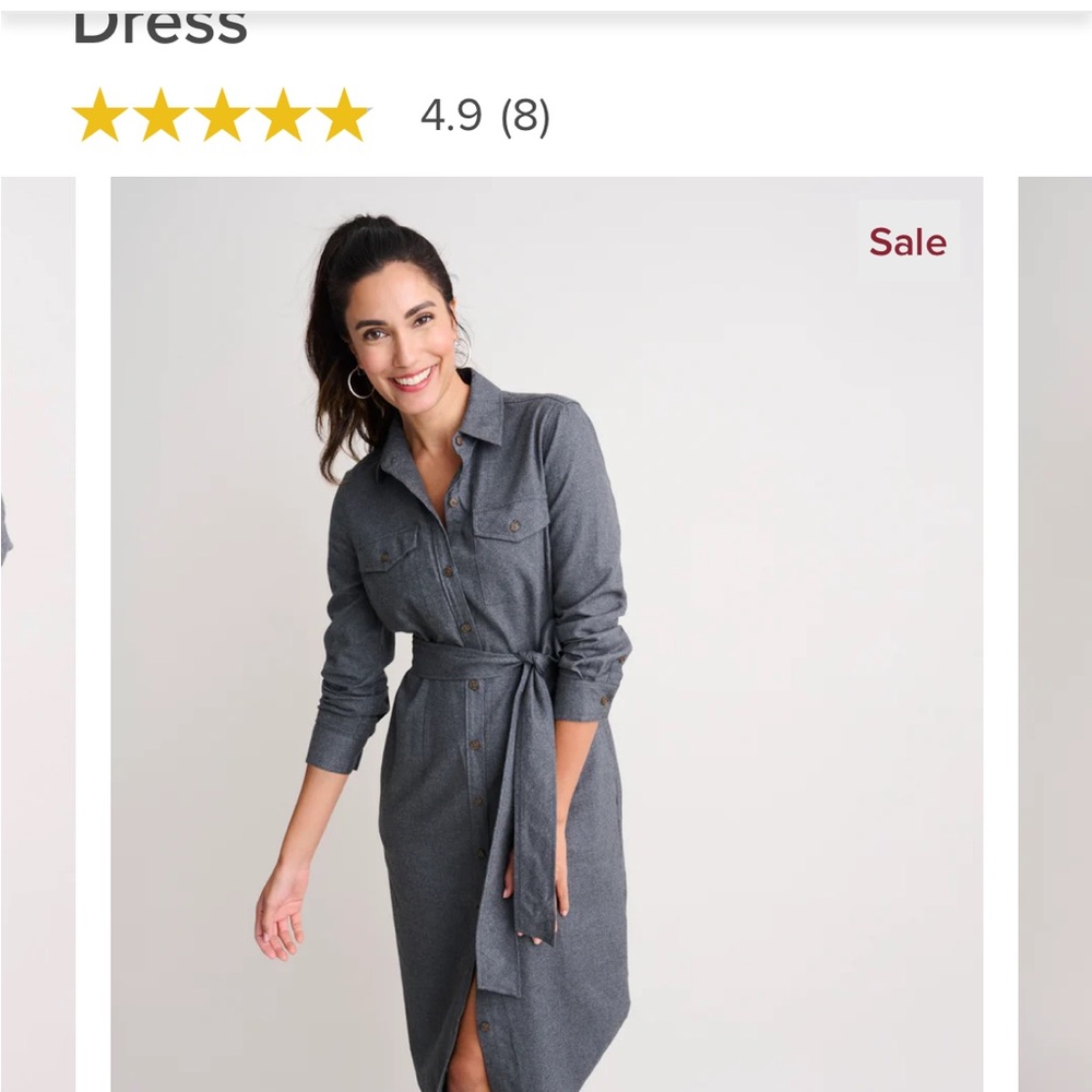 UNTUCK it Cotton (Flannel) Midi Colby shirtdress. With belt has pockets. Size 8 - Picture 2 of 11